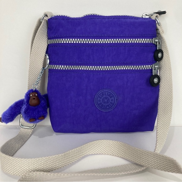 Kipling Alvar Xtra Small Mini Triple Zip Crossbody Shoulder Bag Dark Purple - Picture 2 of 9